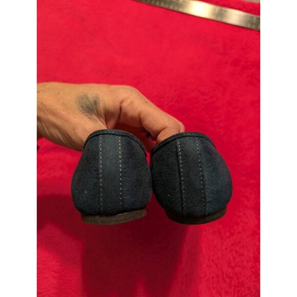 American Eagle Payless Womens 6 Dark Green Ruched Ballet Flats Faux Suede - Picture 5 of 7